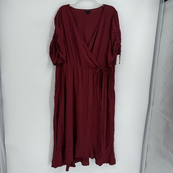 Torrid Midi Swiss Dot Surplice Dress Short Sleeve Pockets Size 4X Rust Red - Picture 12 of 12